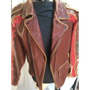 Vintage 90s Fantasia leather Biker Jacket Size M